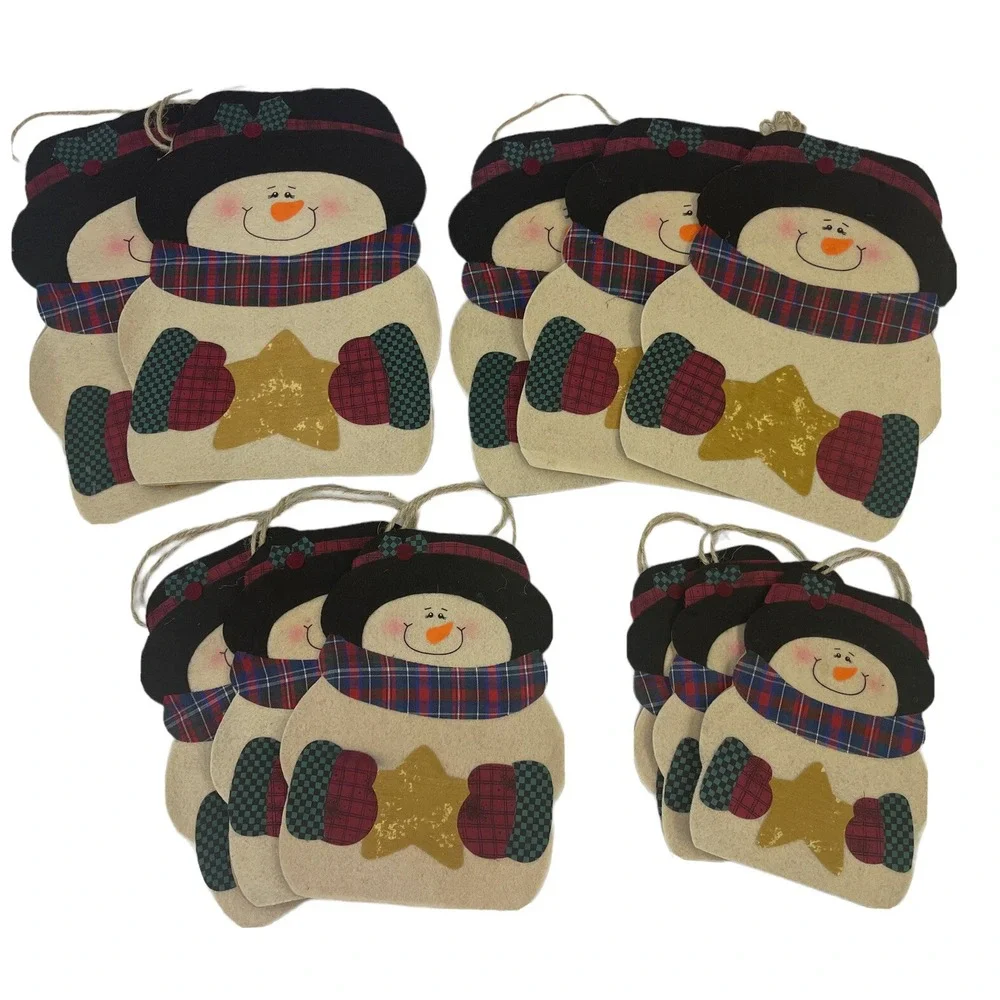 Snowman Gift Bags w Rope Handles Multi Size 3-D  (Pack of‎ 11) Christmas Holiday